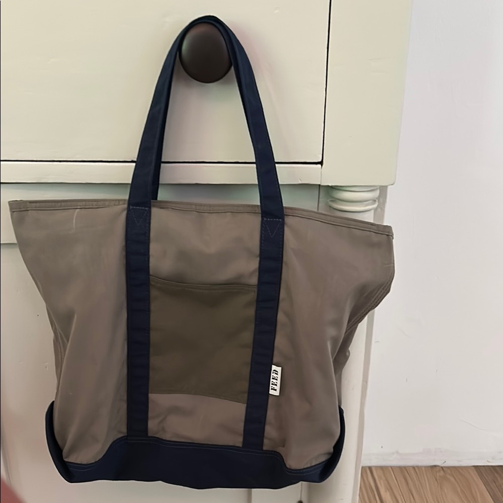 FEED Project: Stylish Green and Navy Tote Bag